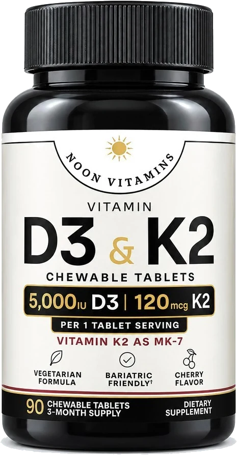 Noon Vitamins Vitamin D3 and K2 chewable tablets bottle